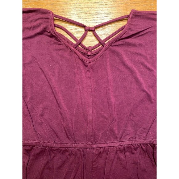 Girls Burgundy Short Sleeve Romper With Strappy Back Detail Medium Size - Picture 6 of 6